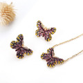 Creative Colorful Crystal Butterfly Pendant Jewelry Set